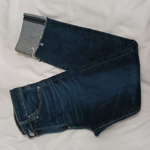 AG Adriano Goldschmied High Rise Stevie Cuff Slim Straight Blue Jeans, Size 25 - Picture 12 of 12